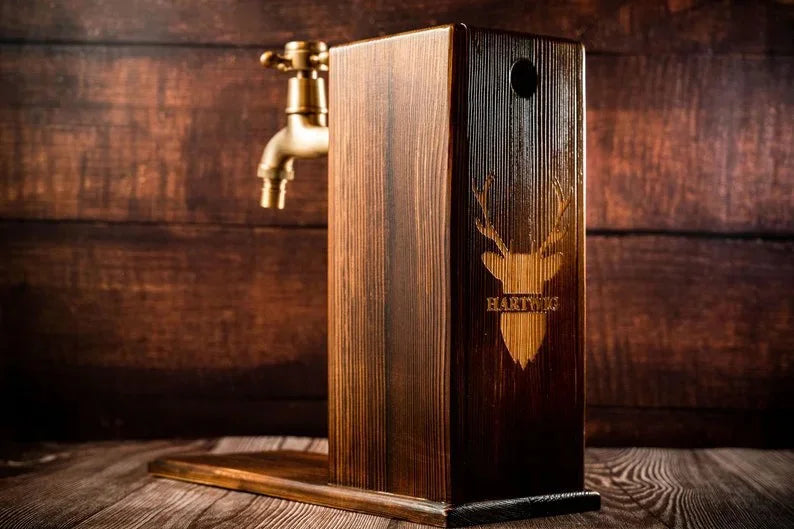 Personalized Wooden Whiskey Dispenser - Engraved Liquor Dispenser; Perfect for Wine, Vodka, and Bourbon