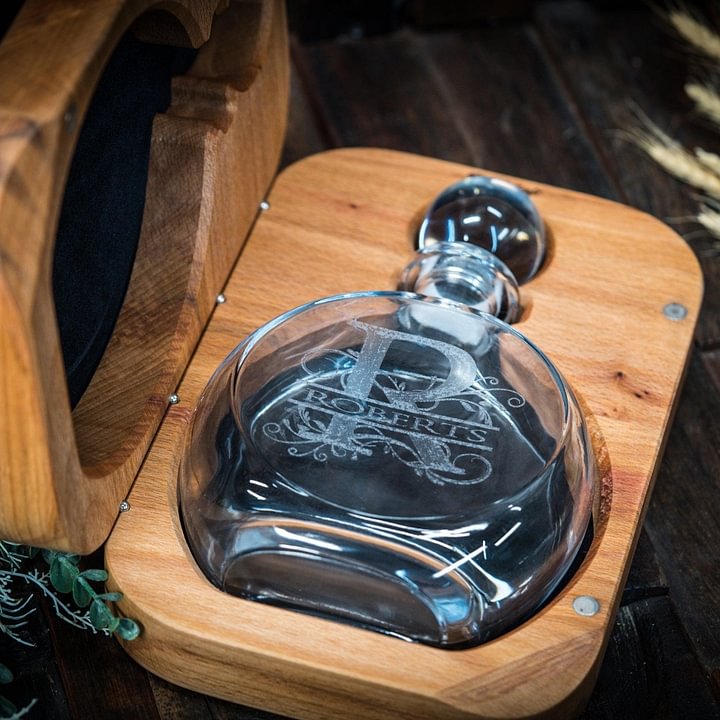 Make Every Sip Special - Personalised Whiskey Decanter Set with Custom Engraved Wooden Gift Box