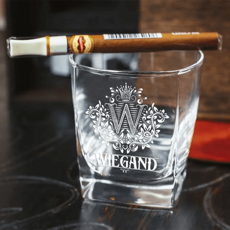 LEONARD - WHISKEY SET (Wooden box + Decanter + 4 Glasses + 4 Coasters)