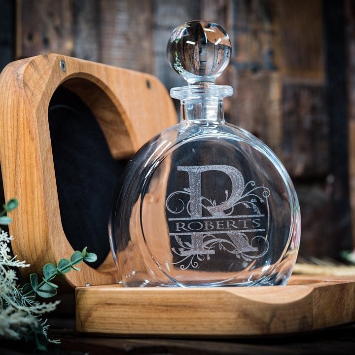 Make Every Sip Special - Personalised Whiskey Decanter Set with Custom Engraved Wooden Gift Box