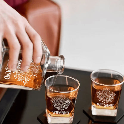 BEAN - WHISKEY SET (Wooden box + Decanter + 4 Glasses + 4 Coasters)