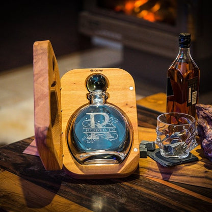 Make Every Sip Special - Personalised Whiskey Decanter Set with Custom Engraved Wooden Gift Box