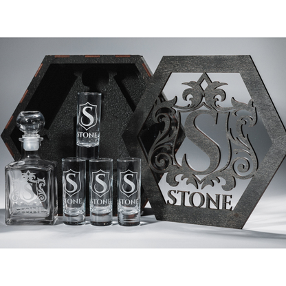 Shot glasses, Tequila decanter set, Shot glasses set, Gift for him, Custom shot glasses