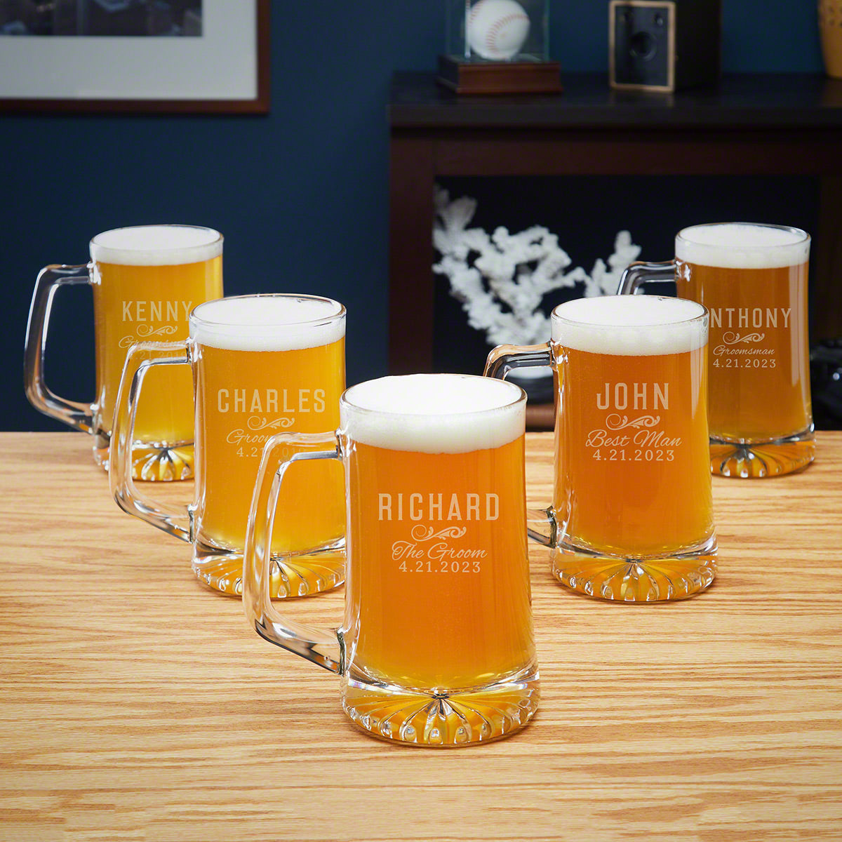 Classic Groomsman Custom 25oz Beer Mugs - 5 Groomsmen Gifts