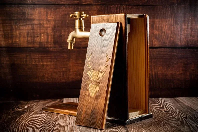 Personalized Wooden Whiskey Dispenser - Engraved Liquor Dispenser; Perfect for Wine, Vodka, and Bourbon