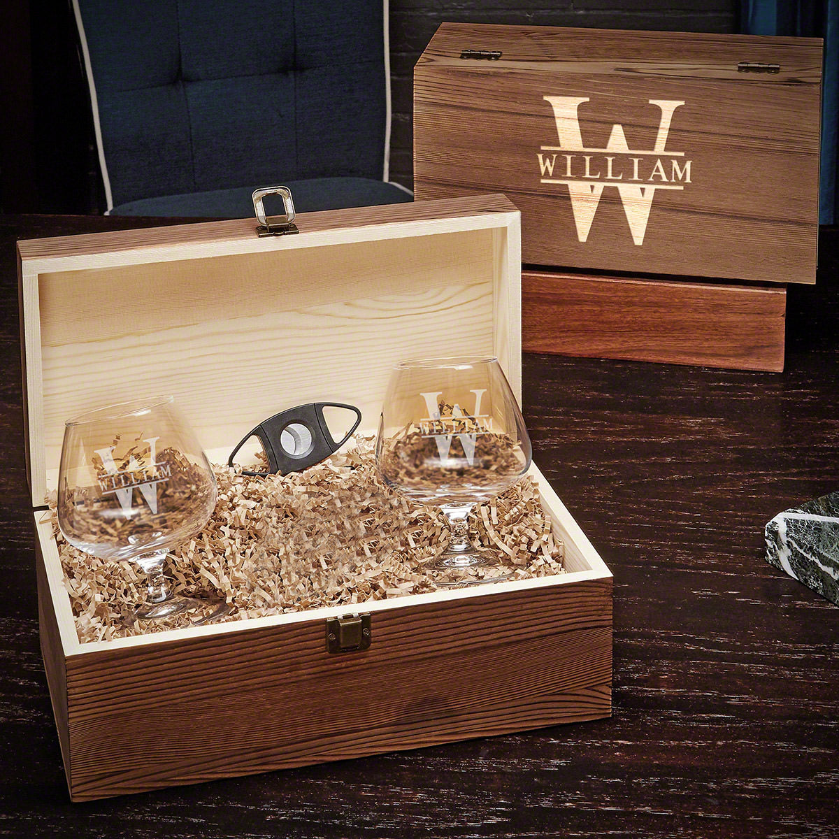 Personalized Boxed Cognac Glasses Set