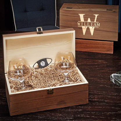 Personalized Boxed Cognac Glasses Set