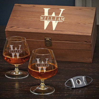 Personalized Boxed Cognac Glasses Set