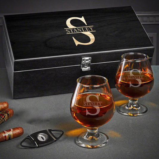 Custom Cognac Glasses Set - Ebony Box