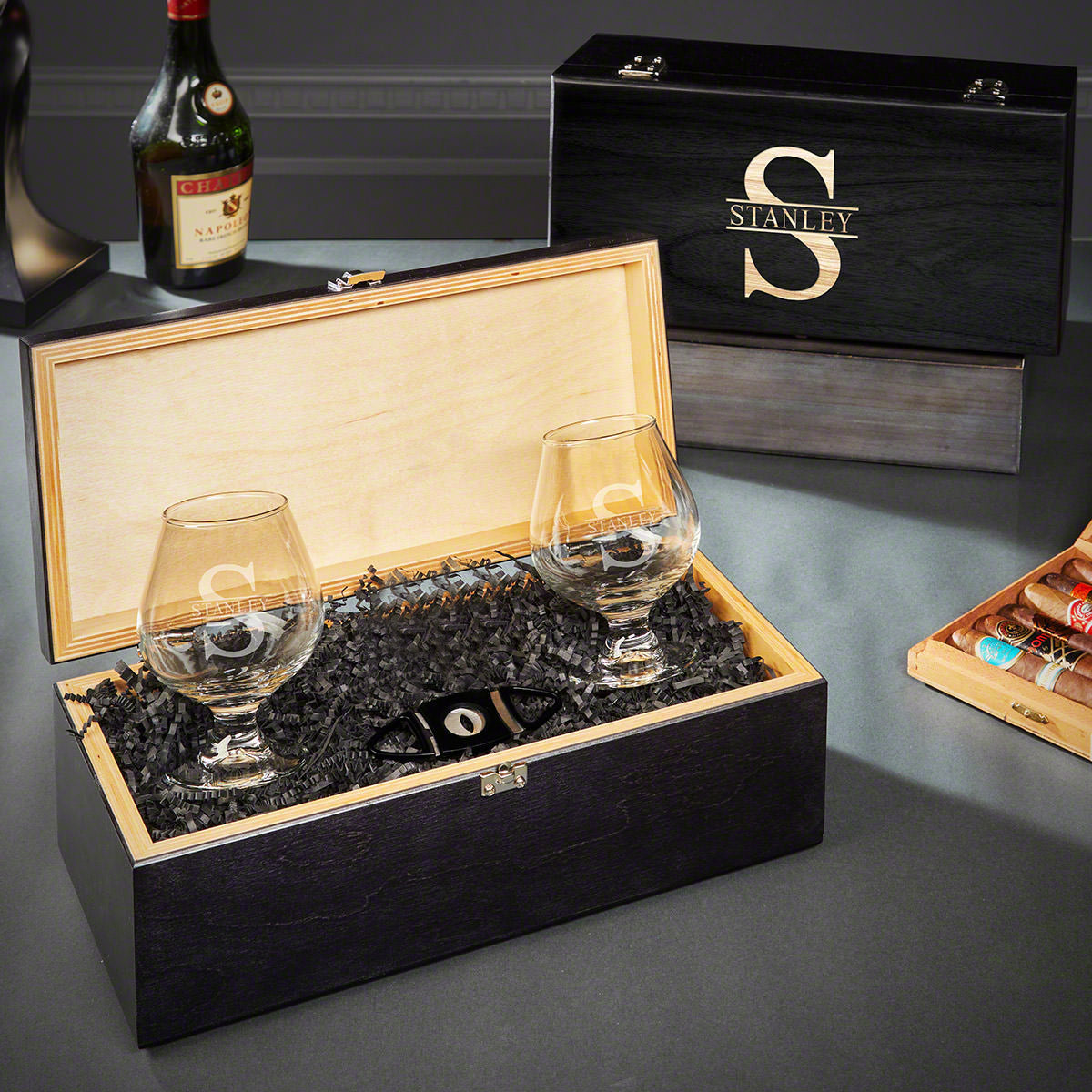 Custom Cognac Glasses Set - Ebony Box