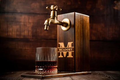 Personalized Wooden Whiskey Dispenser - Engraved Liquor Dispenser; Perfect for Wine, Vodka, and Bourbon