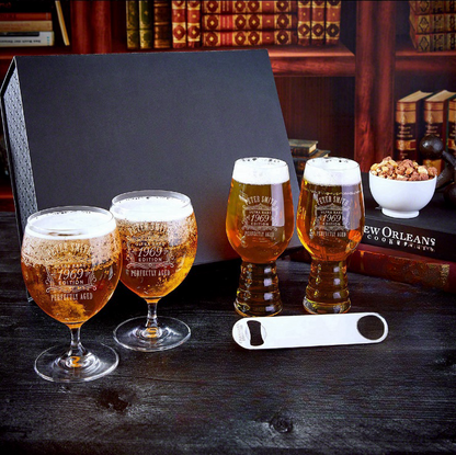 Custom Beer Tasting Experience Glass Gift Set - 10 pc Luxury Boxed