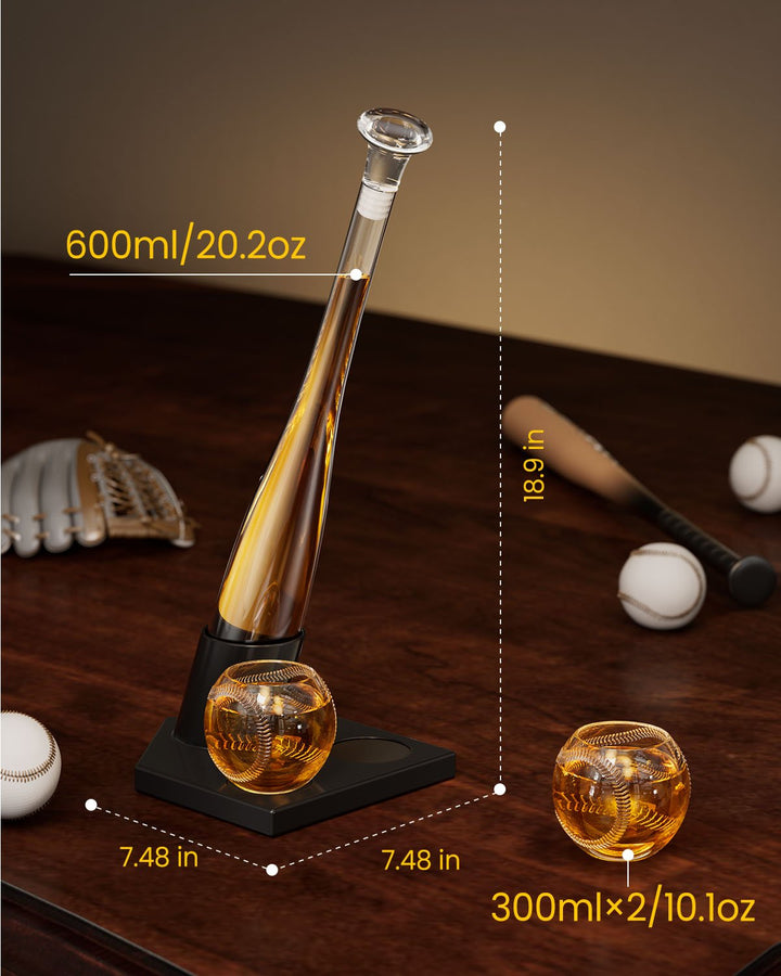 Baseball Bat 20 Oz Whiskey Decanter Set, Gift For Men, Coach, Boyfriend