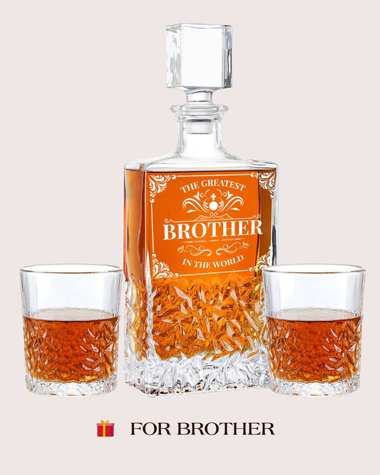 Custom 27 Oz Glass Whiskey Decanter With Glasses, Best Gifts For Brother