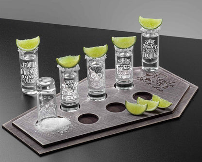 Personalized Tequila Glasses Set,with Flight Board