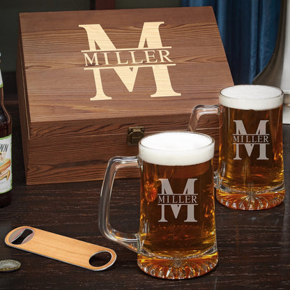 Personalized Beer Gift Set with Full Sized Mugs