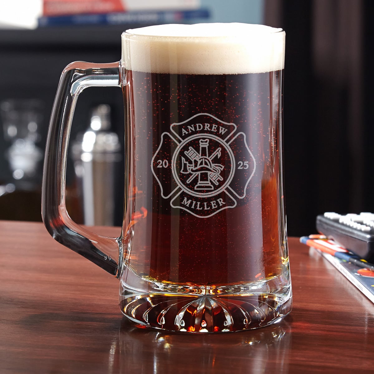 Fire & Rescue Engraved Beer Mug and Firefighter Gifts - Ebony Box