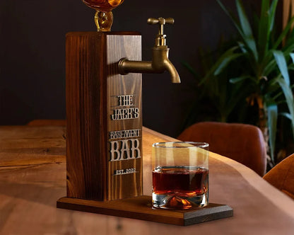 Personalized Wooden Whiskey Dispenser - Embossed Name Liquor Dispenser for Home Bar Decor.