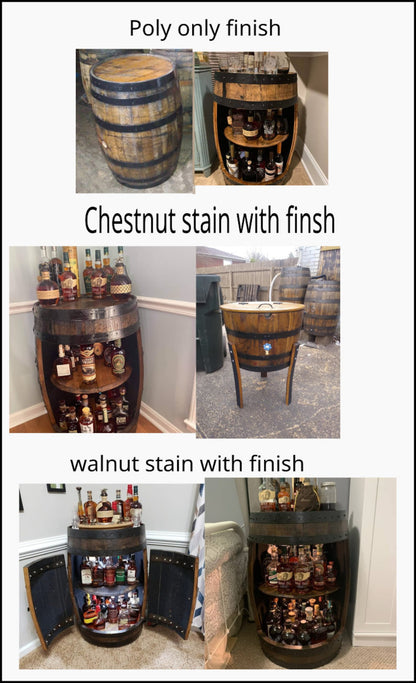 Half Barrel Display, whiskey barrel cabinet, bourbon barrel cabinet,half barrel cabinet