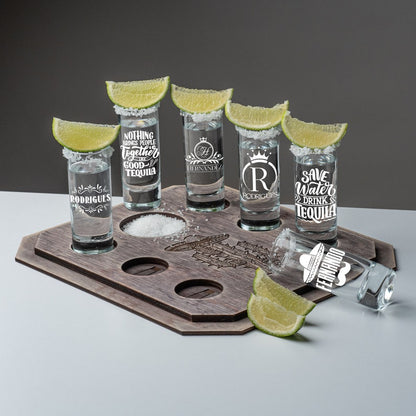 Tequila Shots Set with Wooden Tray,Best father Gift