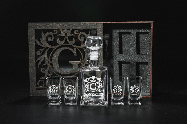 CUSTOM TEQUILA DECANTER SET SET, PERSONALIZED CHRISTMAS' GIFT