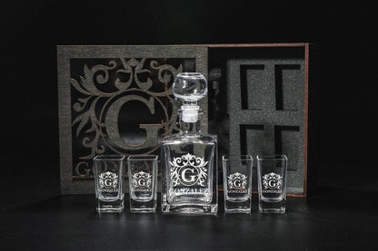 CUSTOM TEQUILA DECANTER SET SET, PERSONALIZED CHRISTMAS' GIFT