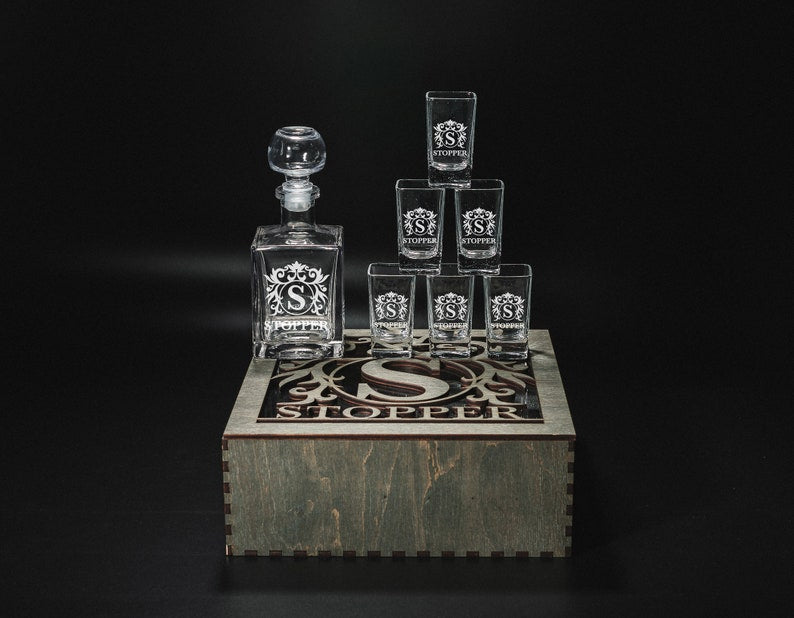 CUSTOM TEQUILA DECANTER SET SET, PERSONALIZED CHRISTMAS' GIFT