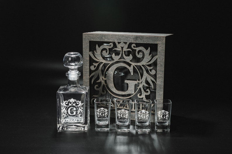 CUSTOM TEQUILA DECANTER SET SET, PERSONALIZED CHRISTMAS' GIFT