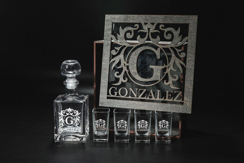 CUSTOM TEQUILA DECANTER SET SET, PERSONALIZED CHRISTMAS' GIFT