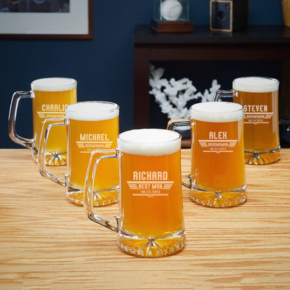 Custom 25oz Beer Mugs - 5 Groomsmen Gifts